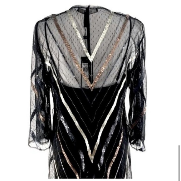 BCBMAXAZRIA Sheer Sequin Wrap Dress / Size Medium - Picture 8 of 11